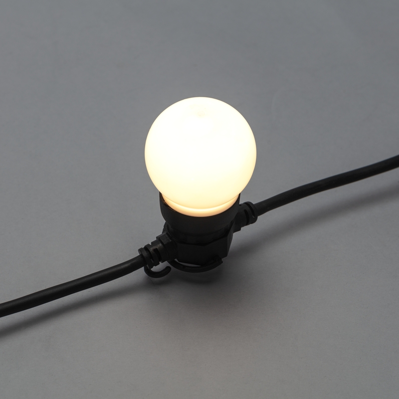 Качественная картинка Уличная гирлянда Лофт 10м, черный каучук, 20 матовых ламп х 5 LED, влагостойкая IP44