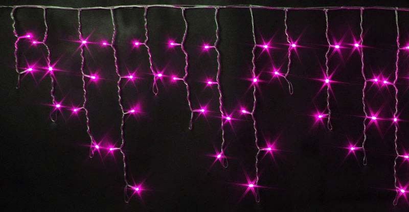 Качественная картинка Светодиодная бахрома Rich LED 3*0.5 м, 220 В, пост. свечение, цвет розовый, IP 65, герм. колпачок