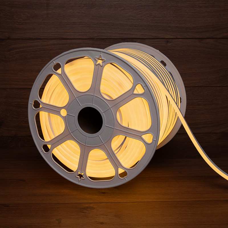 Качественная картинка Гибкий неон NEON-NIGHT 8х16мм односторонний 120 LED/м ТЕПЛЫЙ БЕЛЫЙ 24В бухта 50м