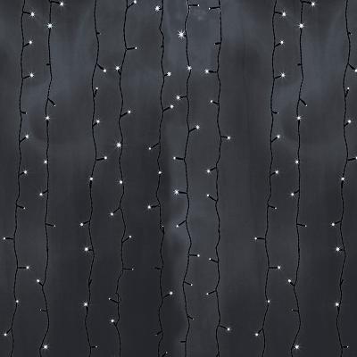 Светодиодная гирлянда занавес Neon-Night, 2x9м, 2200LED, чёрн ПВХ, IP65, водопад, белый, блок в комп