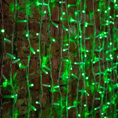 Светодиодный занавес NEON-NIGHT 2х1,5м ЗЕЛЕНЫЙ, белый КАУЧУК, IP67, постоянное свечение, 230В