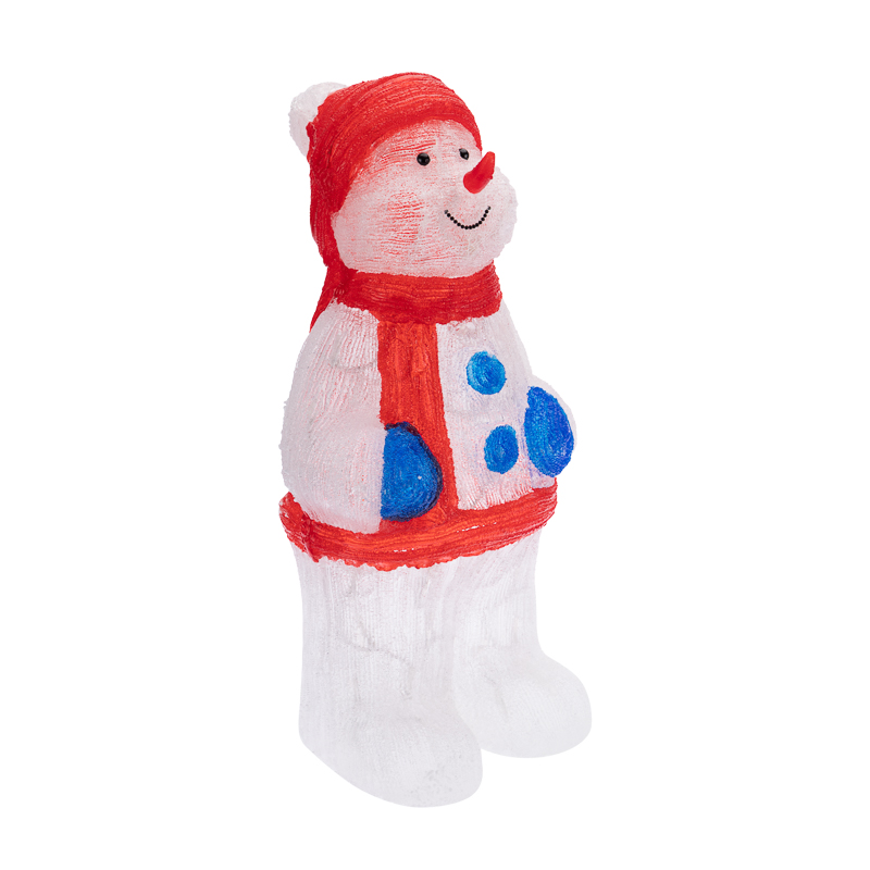 Качественная картинка Акриловая светодиодная фигура Снеговик в синих варежках 31х25х59 см, IP65 NEON-NIGHT