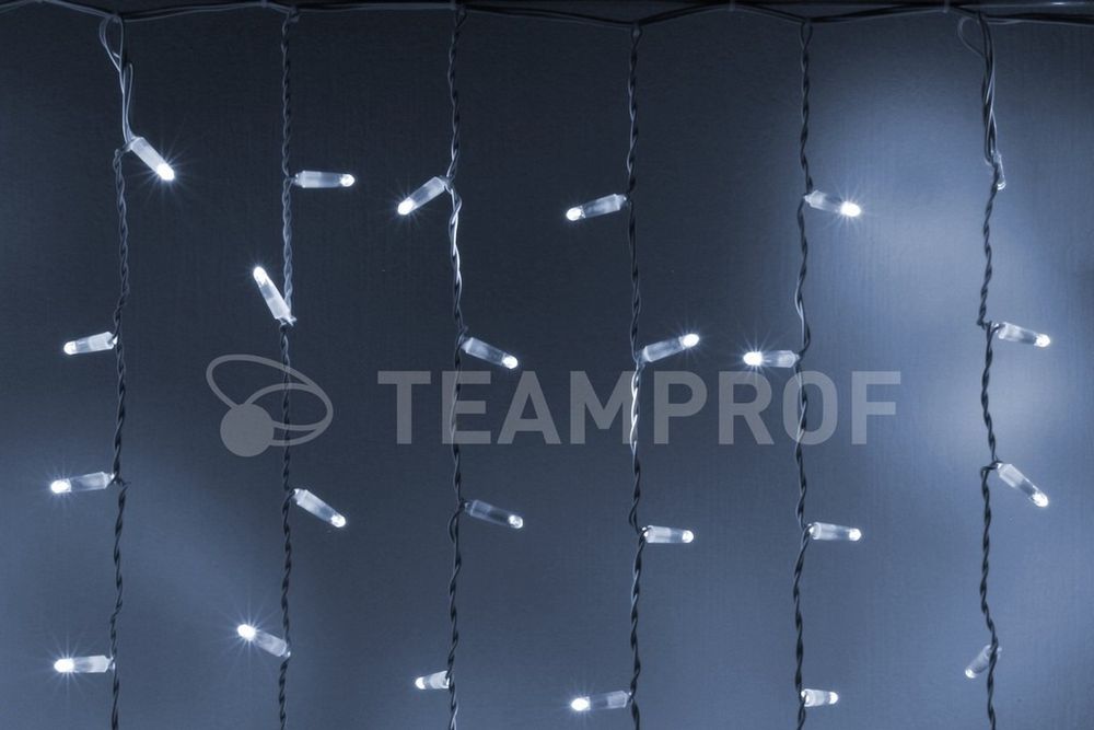 Качественная картинка Светодиодный занавес Teamprof 2х1.5м, мерцание, белый провод, белый