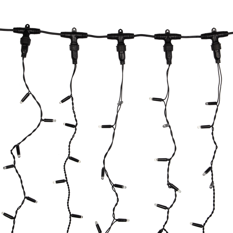 Качественная картинка Светодиодный занавес NEON-NIGHT 2х3м ТЕПЛЫЙ БЕЛЫЙ, черный ПВХ, IP65, постоянное свечение, 230В