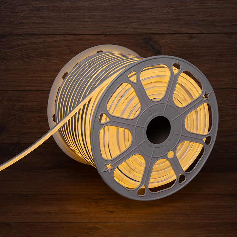 Качественная картинка Гибкий неон NEON-NIGHT 8х16мм двухсторонний 120 LED/м ТЕПЛЫЙ БЕЛЫЙ 24В бухта 50м