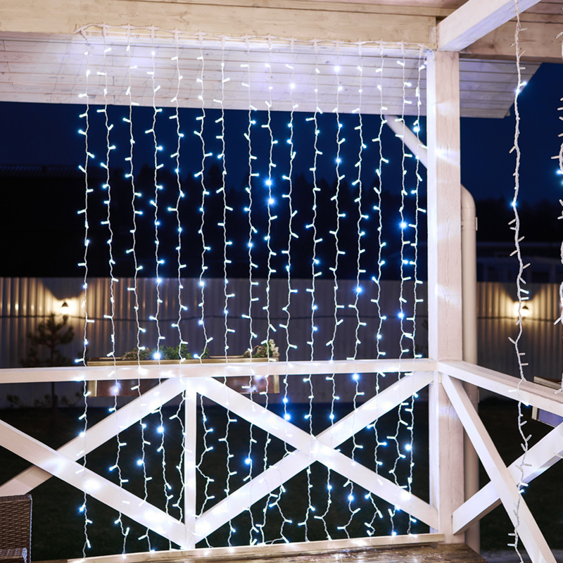 Качественная картинка Светодиодный занавес NEON-NIGHT 2х3м БЕЛЫЙ, белый ПВХ, IP65, постоянное свечение, 230В