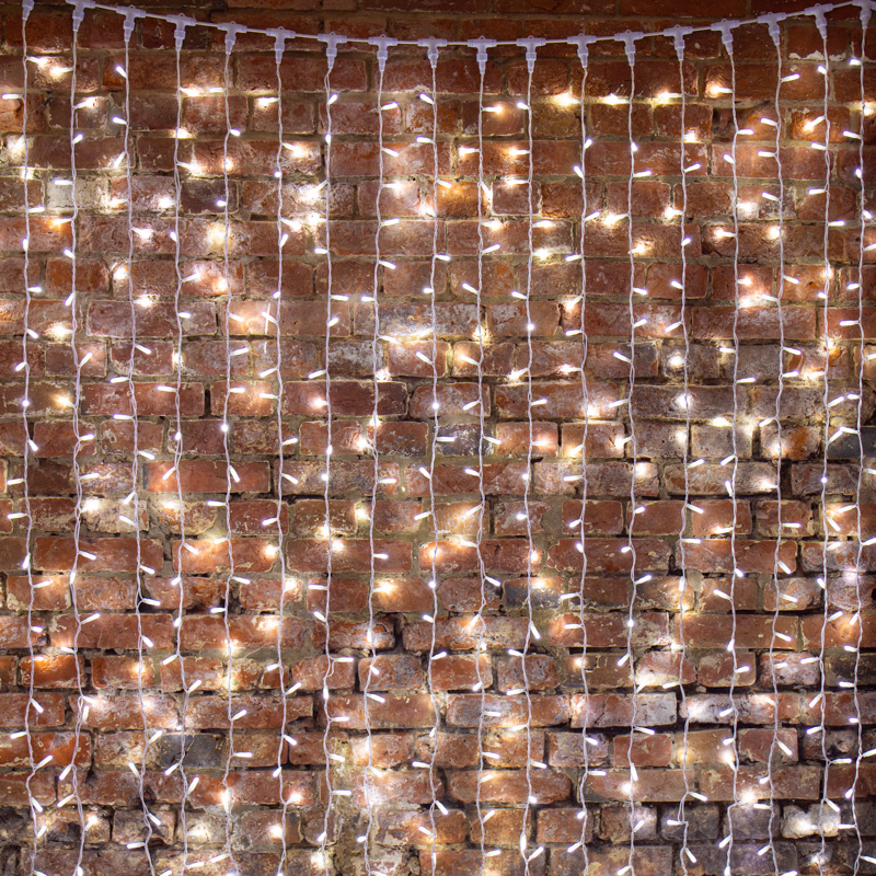 Качественная картинка Светодиодный занавес NEON-NIGHT 2х3м БЕЛЫЙ, белый ПВХ, IP65, постоянное свечение, 230В