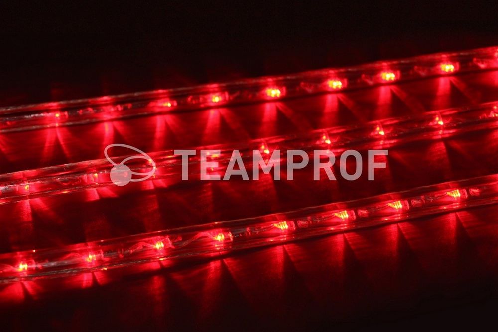 Качественная картинка Светодиодный дюралайт Teamprof, 2-х проводной, круглый, 13 мм, 2 Вт, 220В, статика, красный