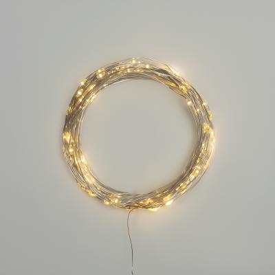 Гирлянда Роса 10м, теплый белый, IP44, на батарейках 3хАА, с пультом 8 режимов