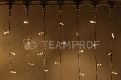 Светодиодный занавес Teamprof 2х9м, статика, белый провод, теплый белый
