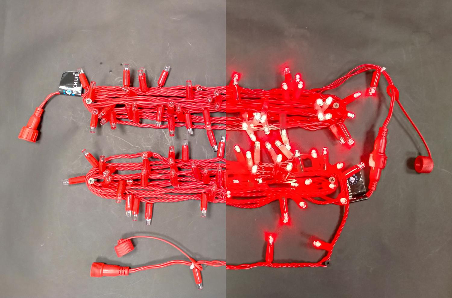 Качественная картинка Светодиодные гирлянды RichLed Нить 10 м, 220 В, пост.свеч, IP 65, герм.колп, красный провод, красный