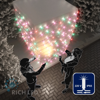 Светодиодные гирлянды RichLed Нить 10 м, 220 В, мерц, IP 65, герм.колп, мульти цвет (крас, зел, роз)