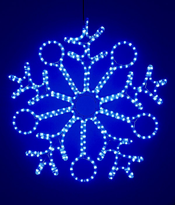 Качественная картинка Снежинка светодиодная "Пять Колец" Laitcom Ø0,9м Синяя, Дюралайт на Металлическом Каркасе, IP54