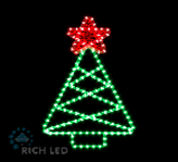 Световая 2Д ёлка RichLed (деколейс + дюралайт), 24В, теплый белый, зеленый, красный