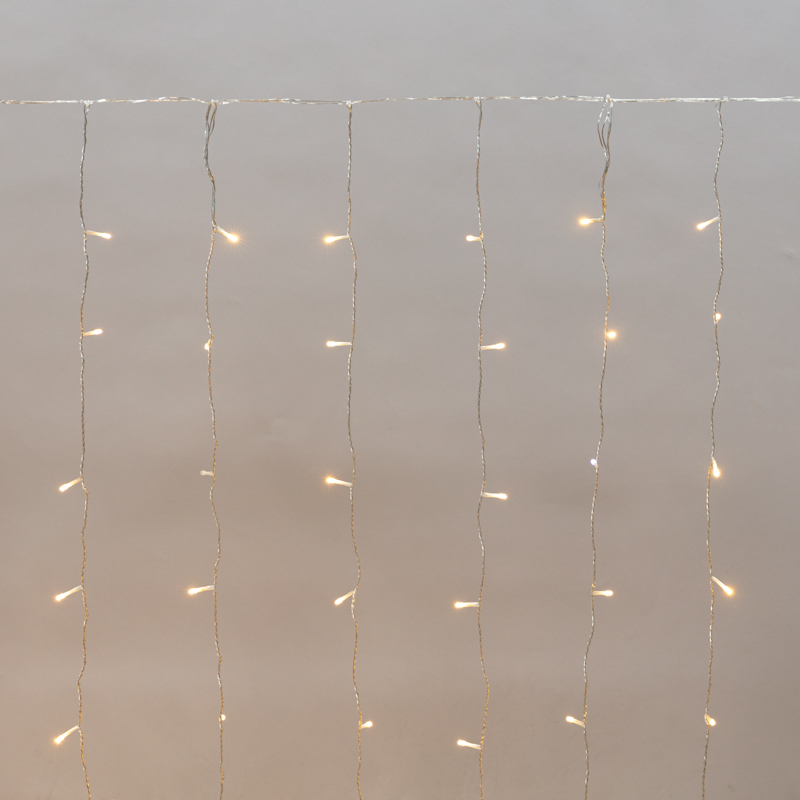 Качественная картинка Светодиодный дождь NEON-NIGHT 2х1,5м ТЕПЛЫЙ БЕЛЫЙ, мерцание, прозрачный провод, IP44,, 230В