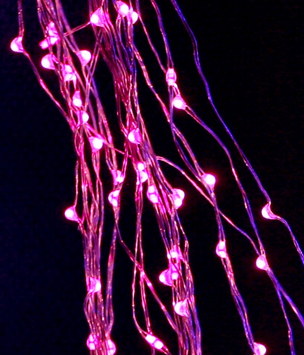 Качественная картинка Светодиодная гирлянда Laitcom "Конский хвост", 1,5м., 12V, 200 LED, IP67, роз. шнур, розовый