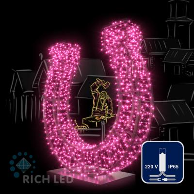Светодиодные гирлянды RichLed Нить 10 м, 220 В, пост.свеч, IP65, герм.колп, прозр.провод, розовый