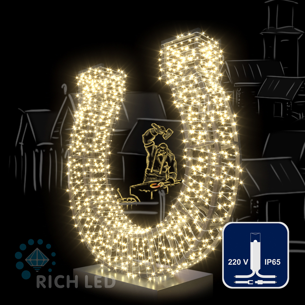 Качественная картинка Светодиодные гирлянды RichLed Нить 10 м, 220 В, пост.свеч, IP 65, герм.колп, белый провод, теп.белый