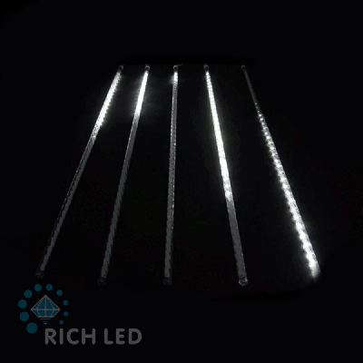 Тающая сосулька светодиодная Rich LED, 10*0.8 м., цвет свечения белый  Тающая сосулька светодиодная Rich LED, 10*0.8 м., цвет свечения белый