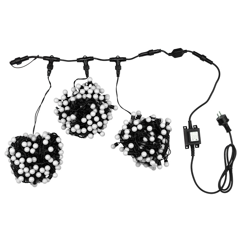 Качественная картинка Гирлянда NEON-NIGHT ClipLight МУЛЬТИШАРИКИ 24V, 3 нити по 20 м, медленная смена цвета, RGB