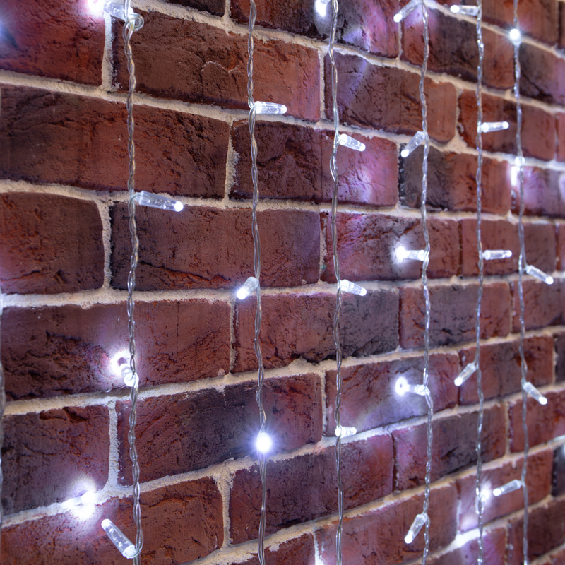 Качественная картинка Светодиодный занавес NEON-NIGHT 2х6м БЕЛЫЙ, прозрачный ПВХ, IP65, мерцание, 230В