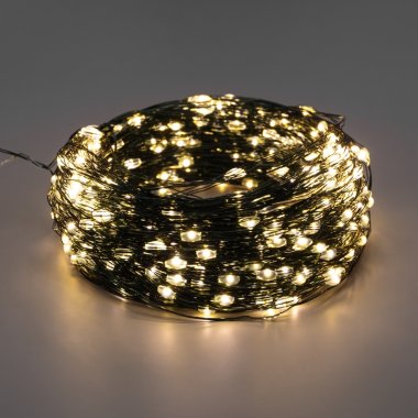 Качественная картинка Светодиодная гирлянда Роса Neon-Night, 30м, 300 LED, ПВХ, IP20, 230В, теплый белый, контроллер