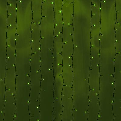 Светодиодный занавес NEON-NIGHT 2х3м ЗЕЛЕНЫЙ, черный ПВХ, IP65, постоянное свечение, 230В