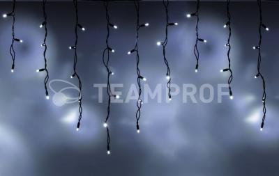 Светодиодная бахрома Teamprof 3х0.6м, IP65, герм.колп., мерцание, черный провод резина, белая