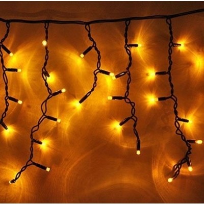Светодиодная бахрома Rich LED 3*0.5 м, мерцание, черный пр, IP 65, желтый