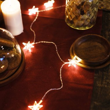 Качественная картинка Гирлянда светодиодная Звездочки Neon-Night 1,5м, проз.ПВХ, IP20, 10LED, теплый белый, 2хАА (нет)