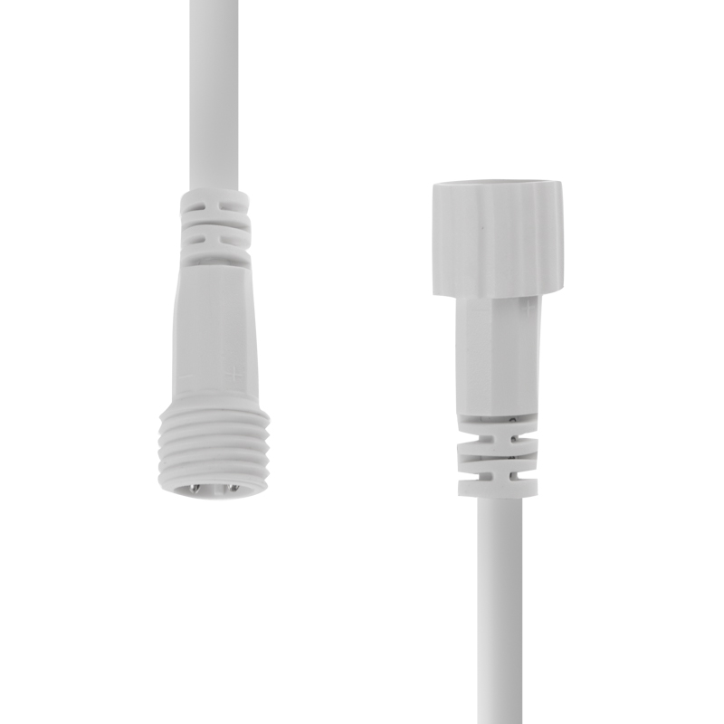 Качественная картинка Коннектор (шнур) с проводами папа-мама, 2 pin, белый каучук NEON-NIGHT