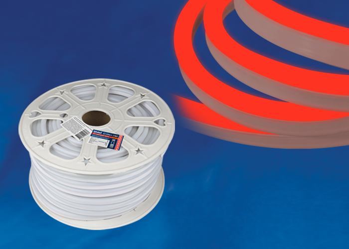 Качественная картинка Гибкий неон Uniel 8×16 мм КРАСНЫЙ, IP67, 50 м, 220 В