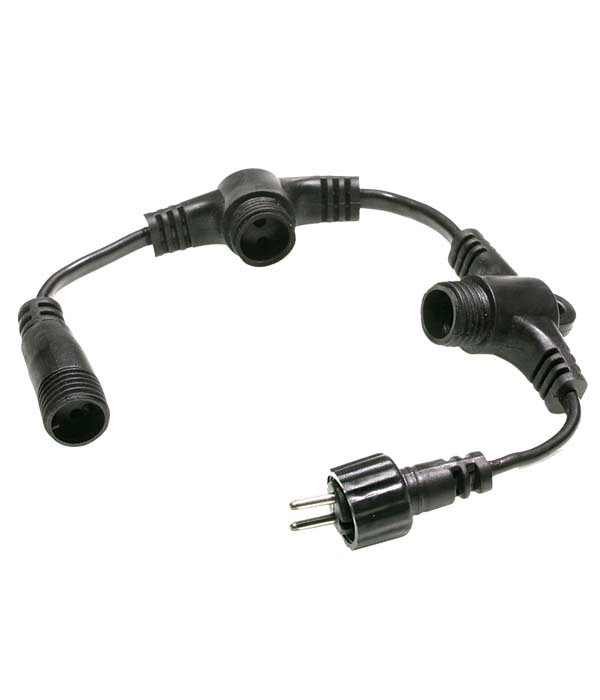 Качественная картинка Разветвитель Laitcom 3-х лучевой, 24V, IP65, Провод Черный Каучук