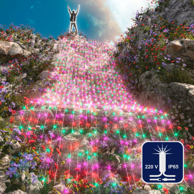 Светодиодный занавес RichLed, 2*9 м, 220 В, мерцание, IP 65, герм.колп., красный, зеленый, розовый Светодиодный занавес RichLed, 2*9 м, 220 В, мерцание, IP 65, герм.колп., красный, зеленый, розовый