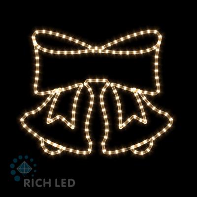 Световая 2Д Елочная игрушка МИНИ RichLed Двойной колокольчик (деколейс+дюралайт), 24В, т.бел