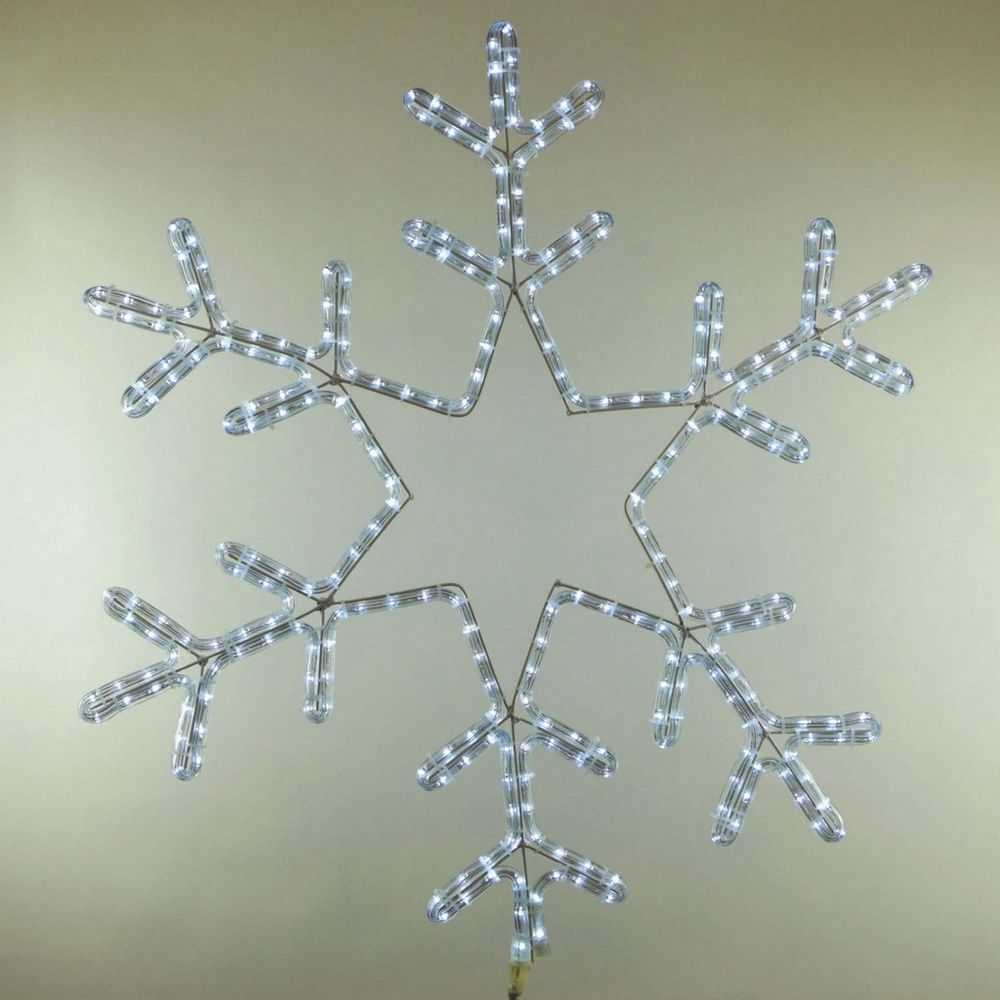 Качественная картинка Снежинка светодиодная "Путеводная Звезда" Laitcom Ø0,8м, белая, Дюралайт на Металл. Каркасе, IP54