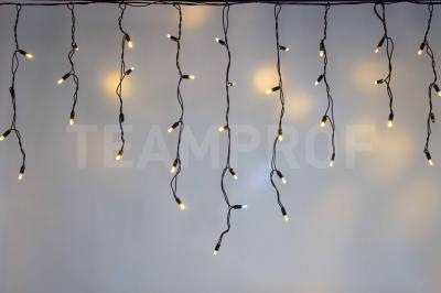 Светодиодная бахрома Teamprof 3х0.6м, IP65, герм.колп.,мерцание, черный провод, т.белая