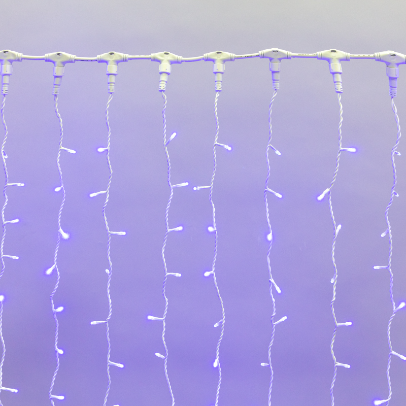 Качественная картинка Светодиодный занавес NEON-NIGHT 2х1,5м СИНИЙ, белый ПВХ, IP65, постоянное свечение, 230В