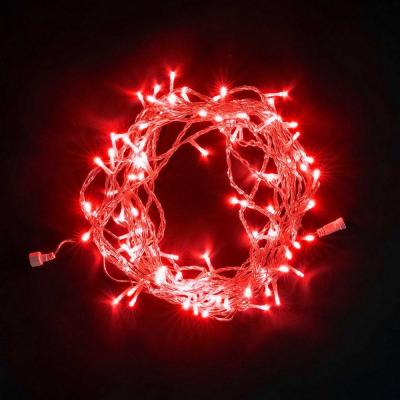 Светодиодная нить Laitcom, 10 м, 100 LED, IP54, прозр. провод, мерц.белого диода, красный