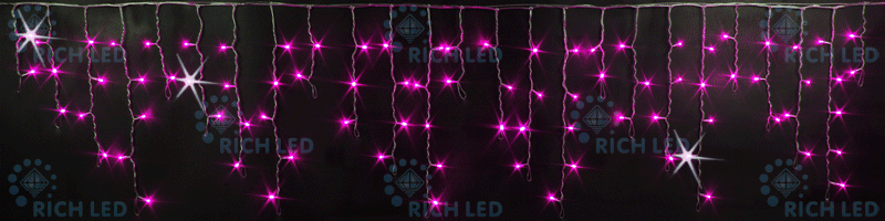 Качественная картинка Светодиодная бахрома RichLed 3*0,5 м, 220 В, мерцание, резин, IP 65, герм. колпачок, цвет красный