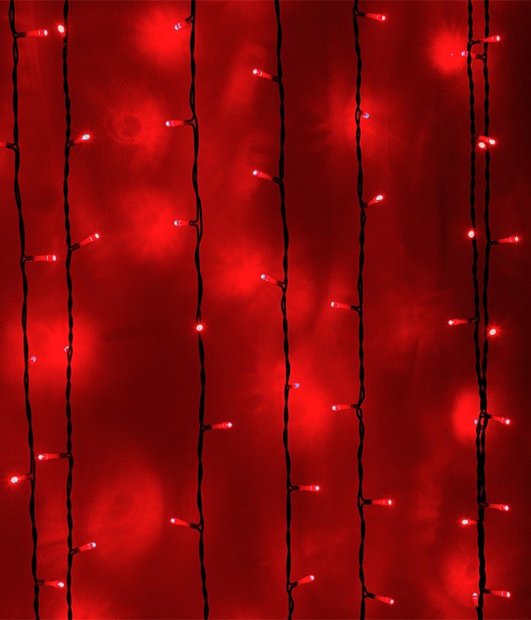 Качественная картинка Светодиодный занавес Laitcom, 2x1м, 200 LED, IP54, прозр. пр., красный