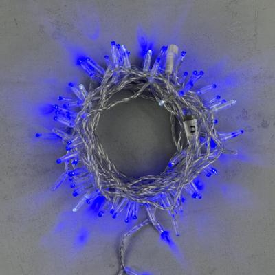 Светодиодная нить с колпач. Laitcom 10 м, 220В, IP65, 100 led прозр провод, (мерц БЕЛ.ДИОД), синий