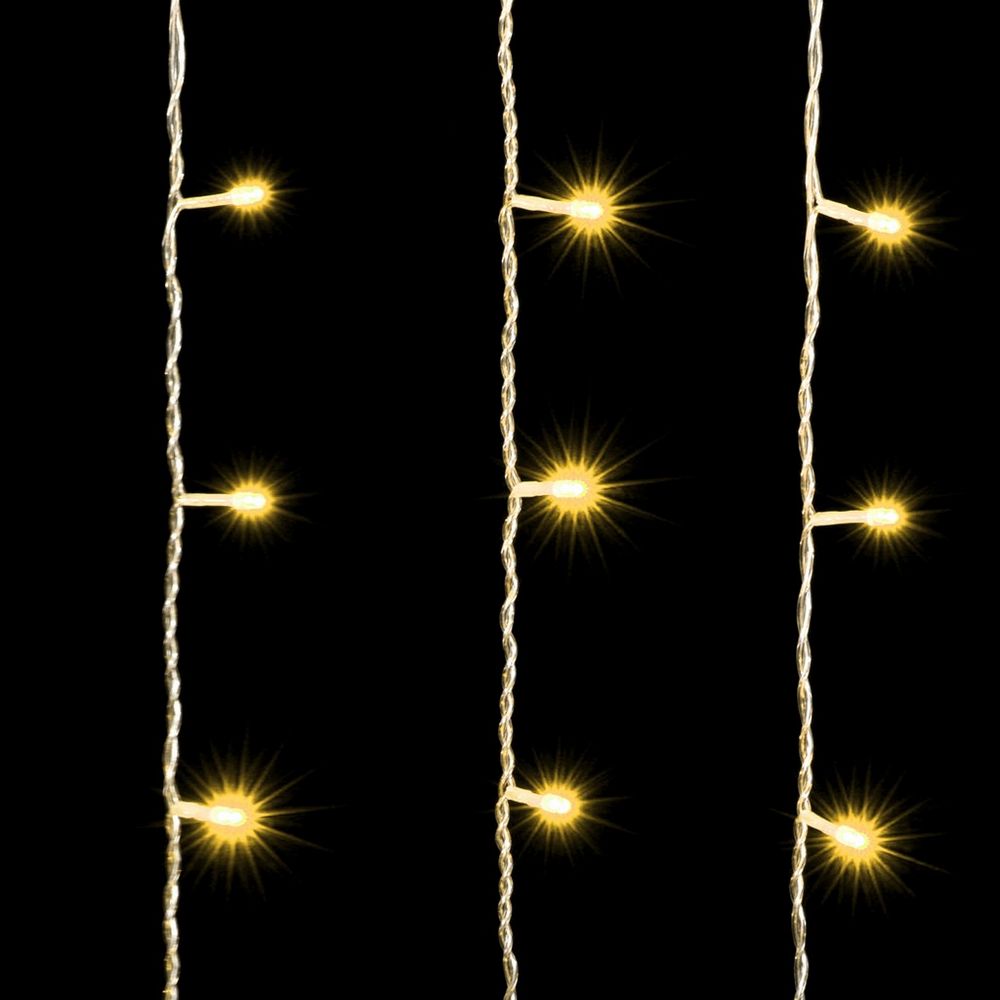 Качественная картинка Светодиодный занавес Laitcom, 2 x 3 м, IP54, 220В, 600 LED, прозрачный ПВХ, теплый белый
