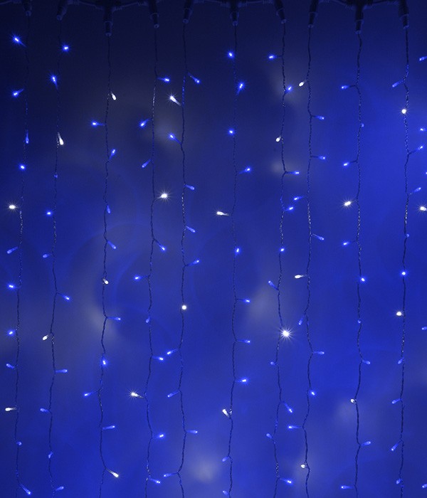 Качественная картинка Светодиодный занавес Laitcom 2x3м, 600 LED, IP54, черн. пр., синий