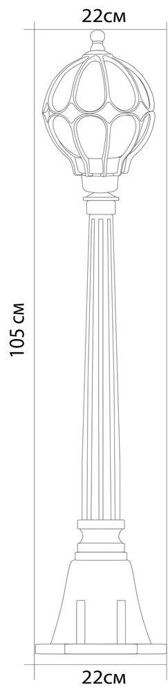 Качественная картинка Светильник садово-парковый Feron, 60W 230V E27 1.16M черное золото, IP44, PL3806