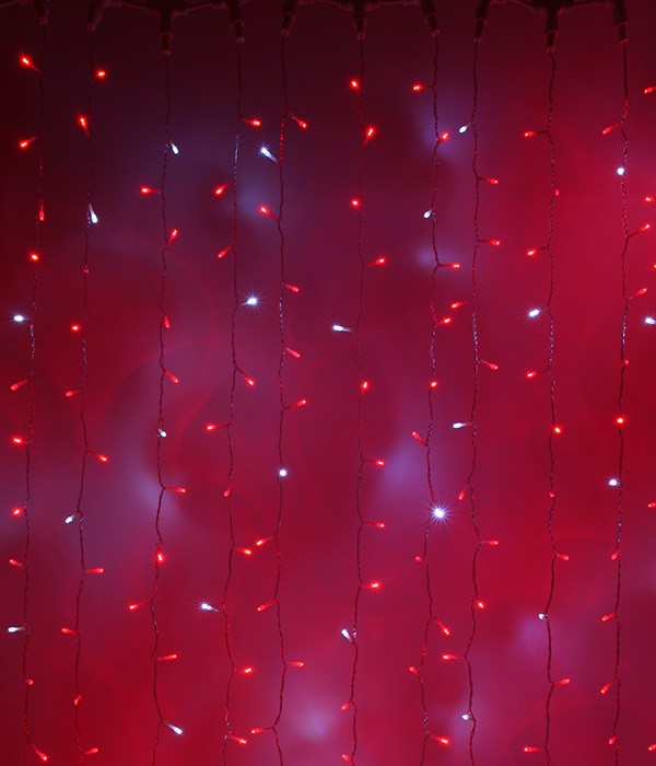 Качественная картинка Светодиодный занавес Laitcom 2x3м, 600 LED, IP54, черн. пр., красный