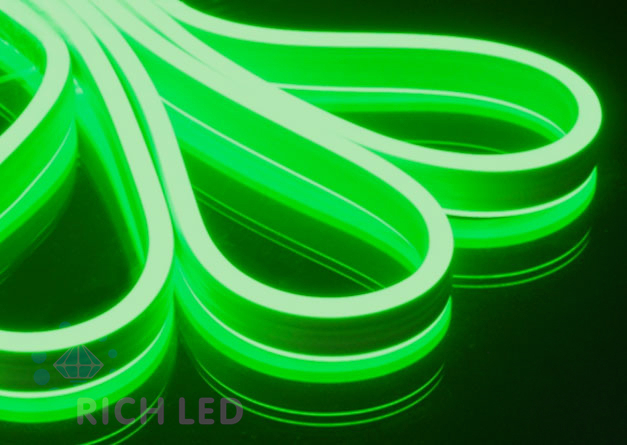 Качественная картинка Гибкий неон Rich LED, двусторонний, зеленый