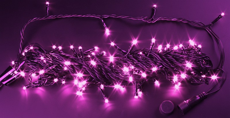 Качественная картинка Светодиодные гирлянды RichLed Нить 10 м, 220 В, мерц, IP 65, герм. колп, белый провод, цвет розовый