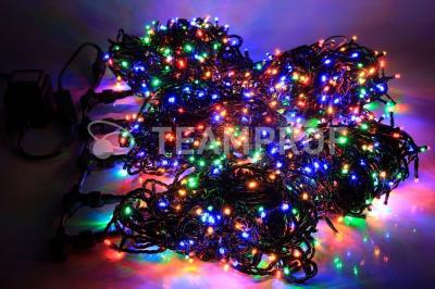 Светодиодная гирлянда спайдер Teamprof, 5 нитей по 20м, статика, черный провод, мульти