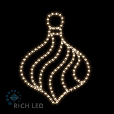 Световая 2Д Елочная игрушка RichLed Шар вытянутый (деколейс + дюралайт), 24В, теплый белый